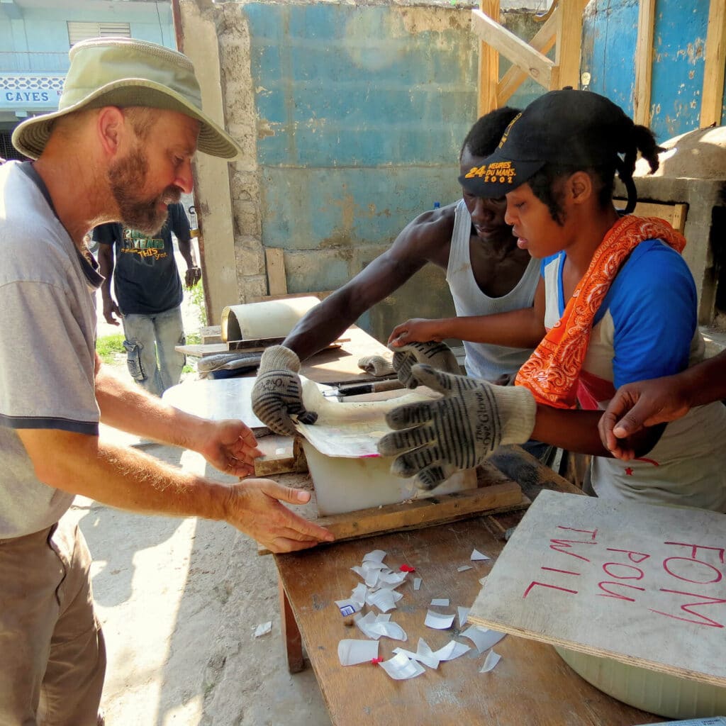 RAB_GALLERY Making a roof tile, thermoforming the heated plastic